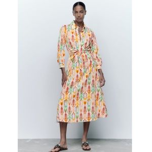 Zara belted printed dress